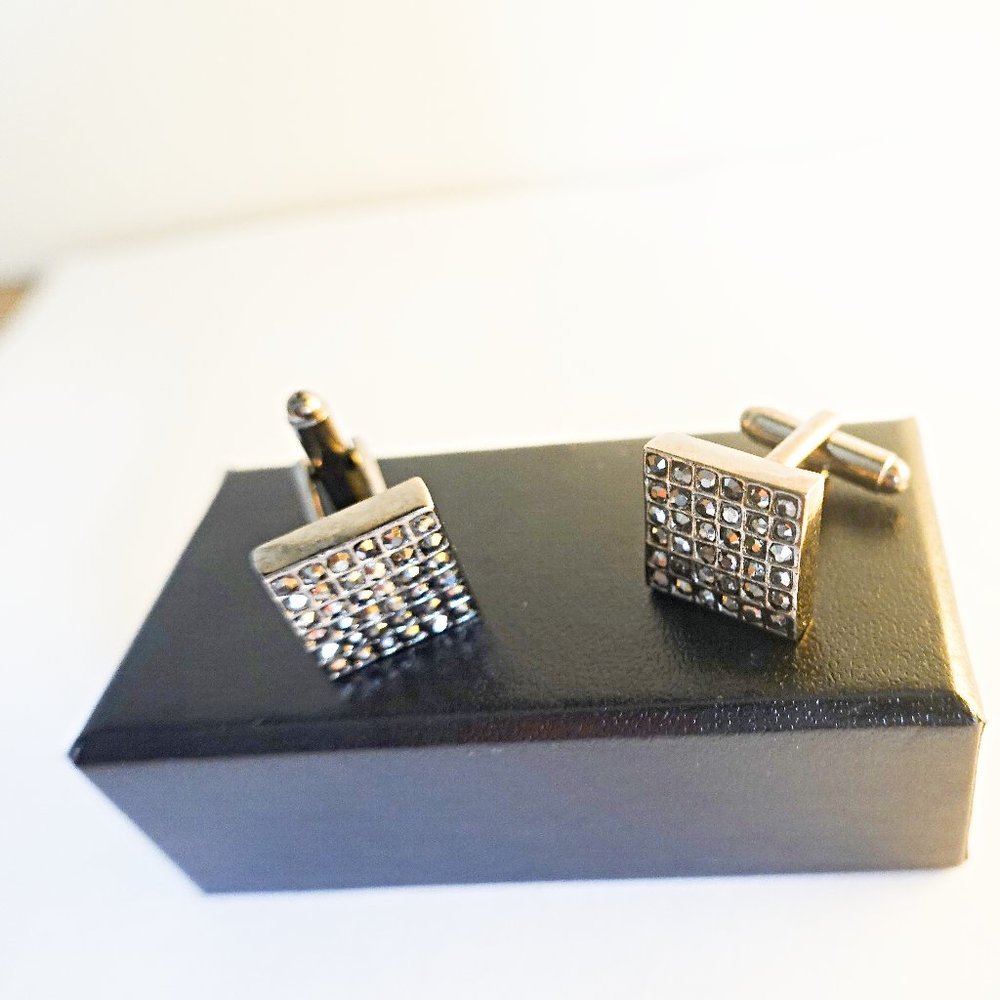 Vintage Marcasite Crystal Cufflinks Brand New